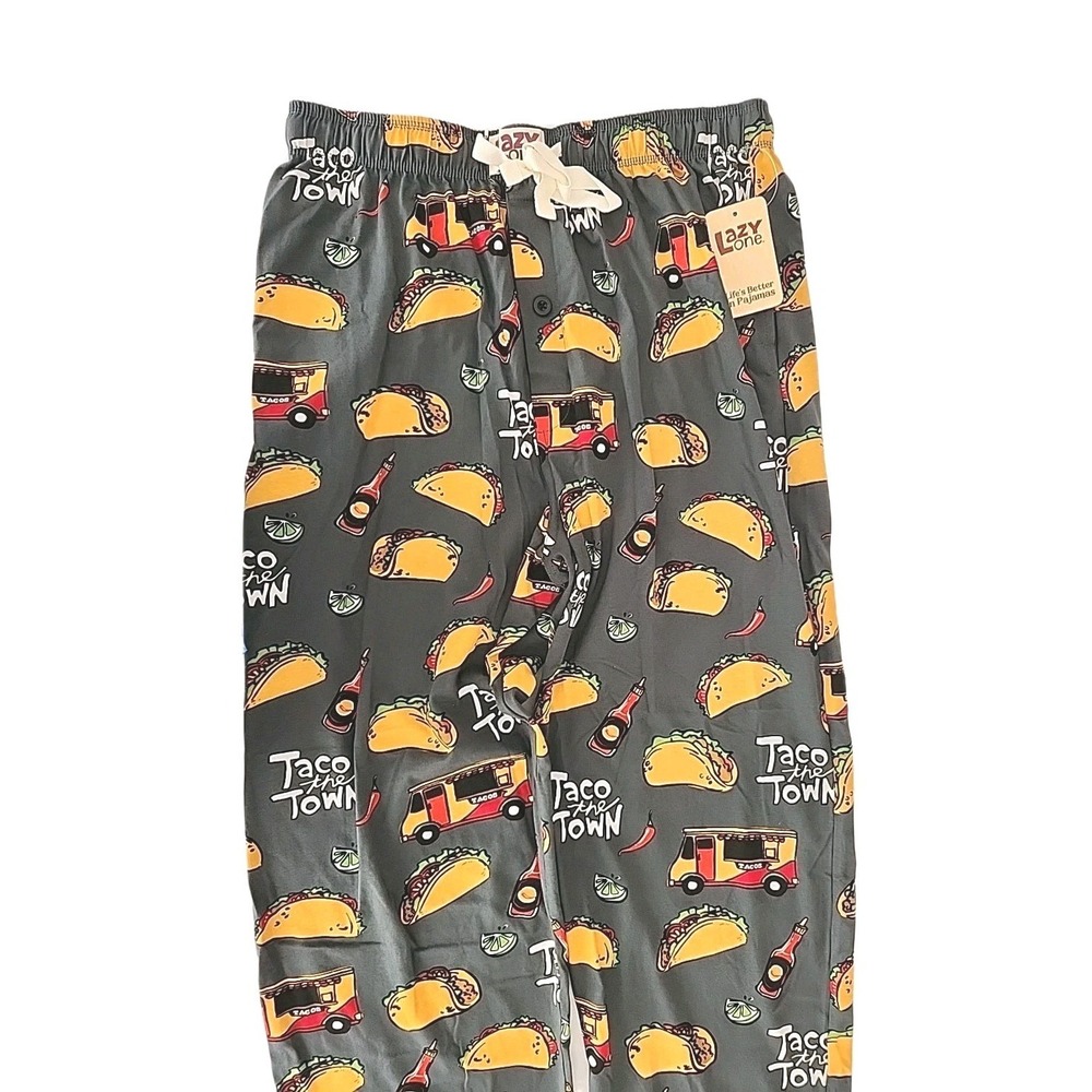 New LazyOne Unisex Large Loungewear "Taco The Town" Graphic Pajama Pants Fun NWT